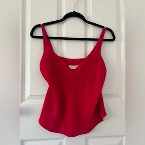 Vintage Victoria’s Secret Red 100% Silk Embroidered Cami
